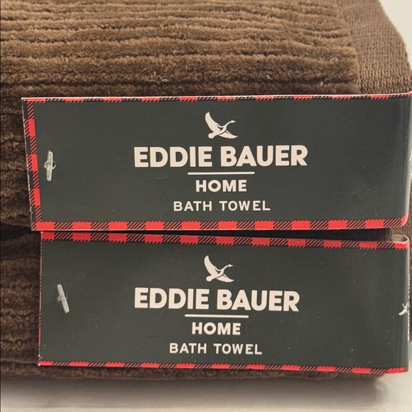 2pc EDDIE BAUER Cabin Corduroy Rib Solid Bath Towel Set - Chocolate -Brown - Picture 3 of 5